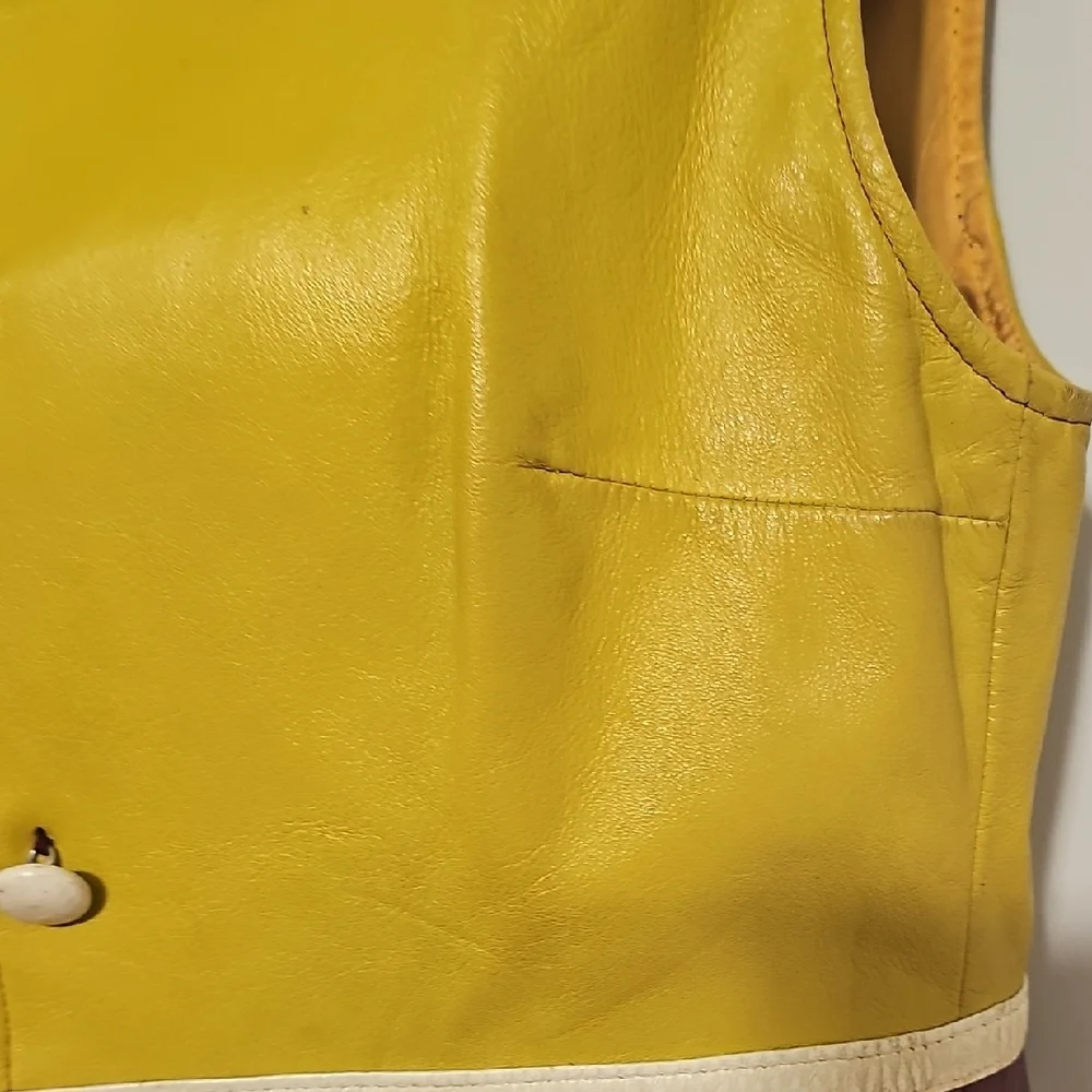Your opportunity to own Something truely Vintage, 70's  Leather Shift Dress Vest - Picture 6 of 16
